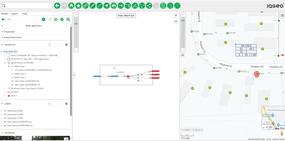 Display and edit secondary geometries with IQGeo Network Manager Telecom 