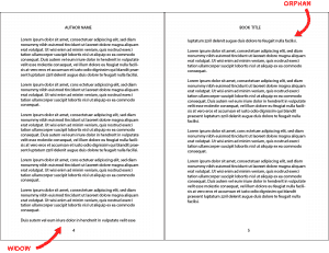 orphans and widows in book layout + image