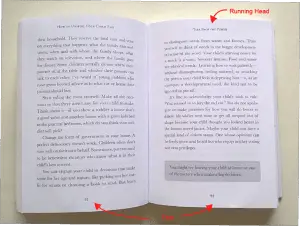Runnin heads and feet in book layout + image